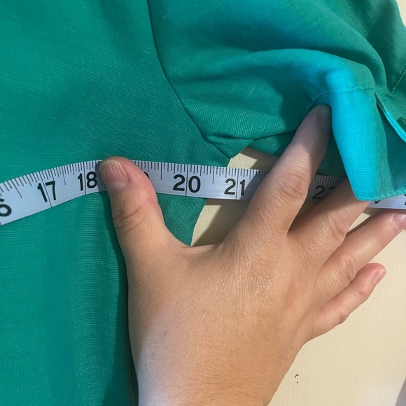 Donna Morgan Green Wrap Dress with Notched Collar in Spearmint Silk and Linen - Picture 8 of 10